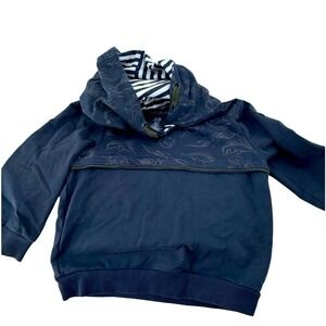 Jarvis Archer Toddler Navy Blue Dinosaur Print Striped Hooded Pullover‎ 24M